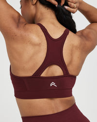 Effortless Seamless High Neck Bralette with White Logo | Rosewood