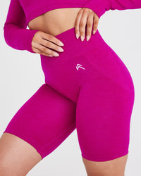 Effortless Seamless Cycling Shorts with White Logo | Fuchsia