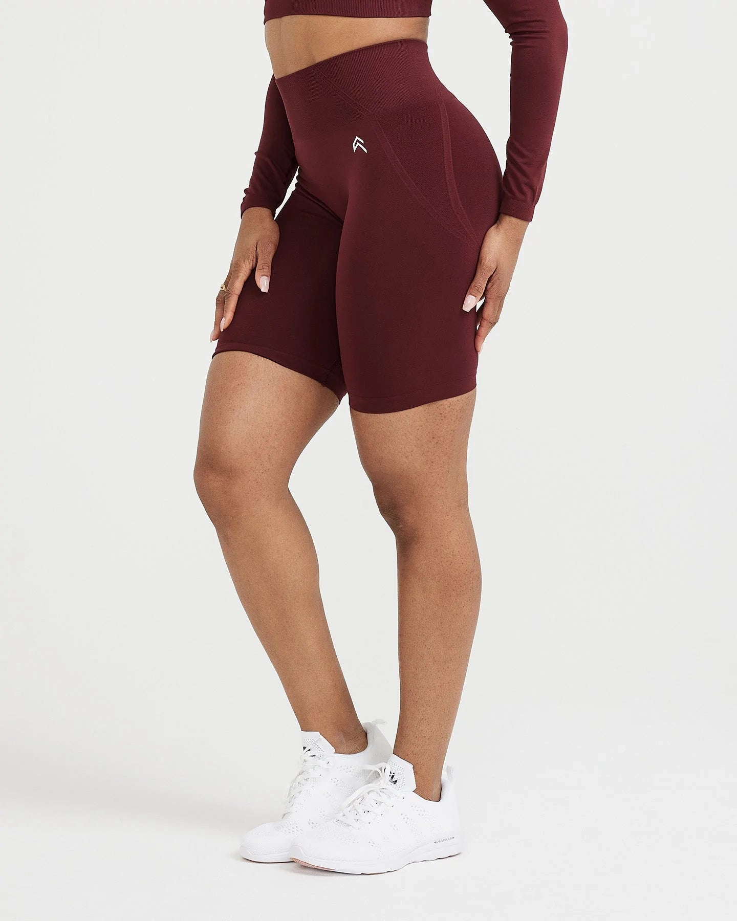 Effortless Seamless Cycling Shorts with White Logo | Rosewood
