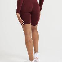 Effortless Seamless Cycling Shorts with White Logo | Rosewood