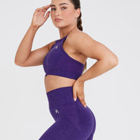 Effortless Seamless High Neck Bralette with White Logo | Amethyst
