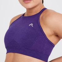 Effortless Seamless High Neck Bralette with White Logo | Amethyst