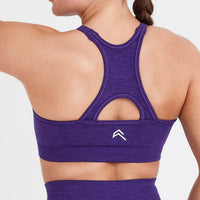 Effortless Seamless High Neck Bralette with White Logo | Amethyst