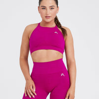 Effortless Seamless High Neck Bralette | Fuchsia