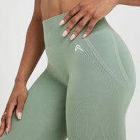 Effortless Seamless Leggings with White Logo | Sage