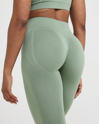 Effortless Seamless Leggings with White Logo | Sage