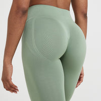 Effortless Seamless Leggings with White Logo | Sage