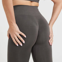 Effortless Seamless Leggings with White Logo | Deep Taupe