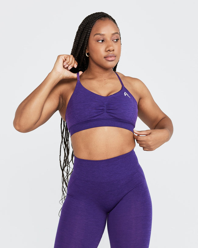 Effortless Micro Bralette with White Logo | Amethyst