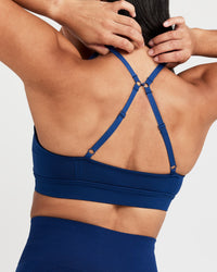 Effortless Micro Bralette with White Logo | Midnight