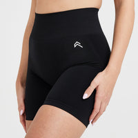 Effortless Seamless Shorts with White Logo | Black