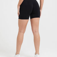 Effortless Seamless Shorts with White Logo | Black