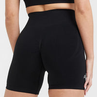 Effortless Seamless Shorts with White Logo | Black