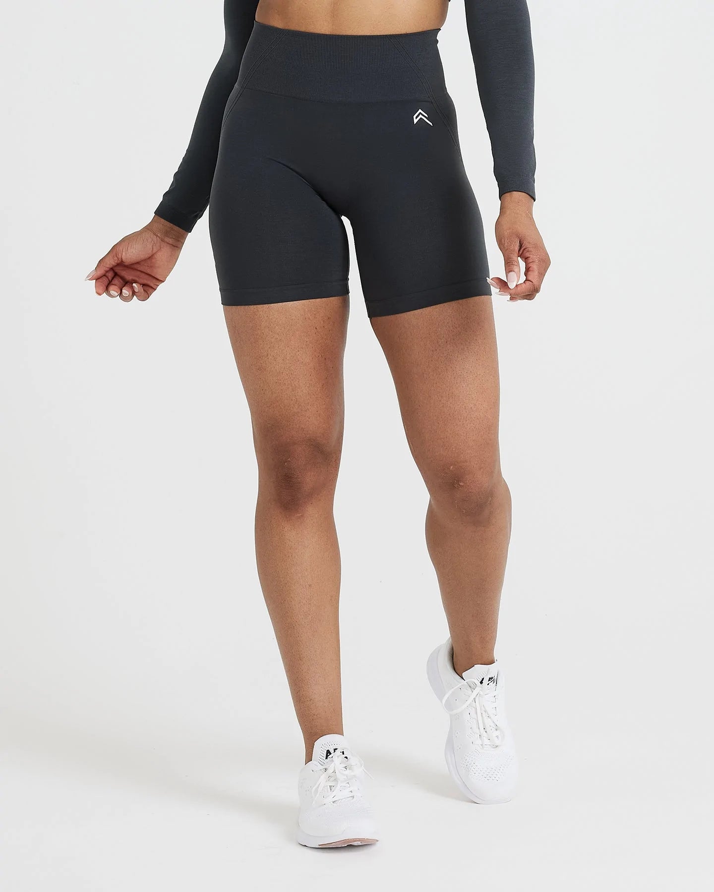 Effortless Seamless Shorts with White Logo | Coal