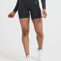 Effortless Seamless Shorts with White Logo | Coal