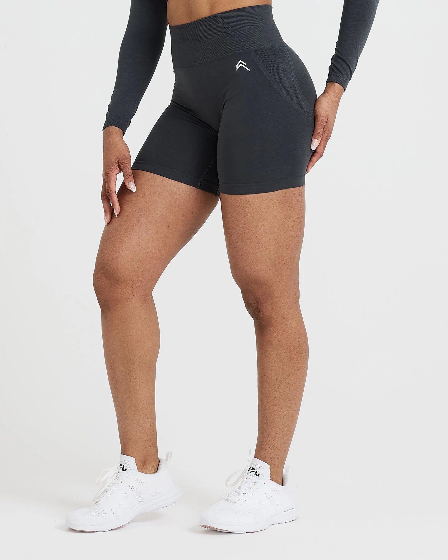 Effortless Seamless Shorts with White Logo | Coal