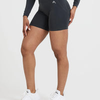 Effortless Seamless Shorts with White Logo | Coal