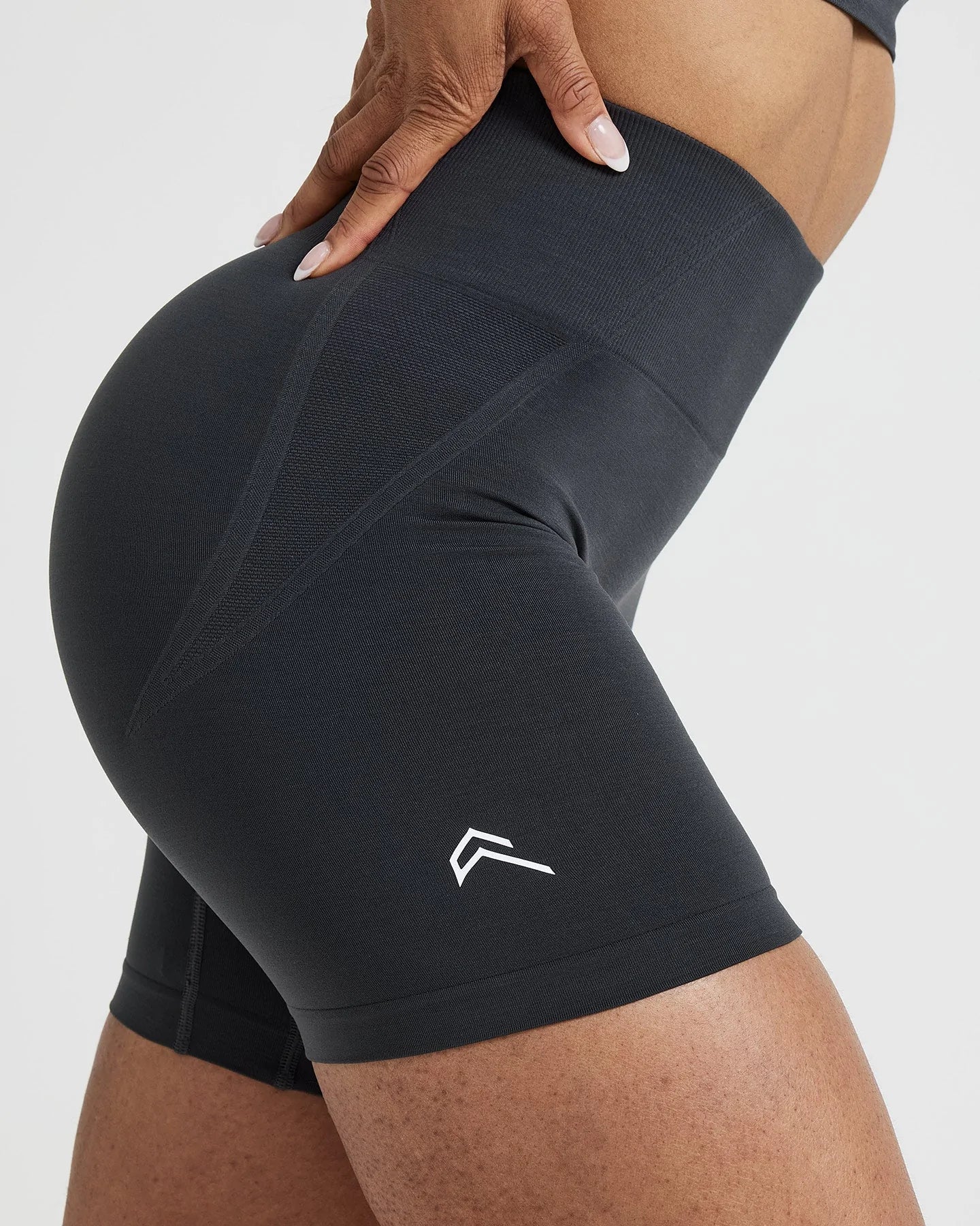 Effortless Seamless Shorts with White Logo | Coal