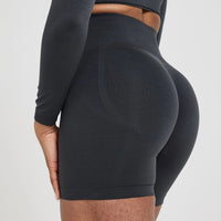 Effortless Seamless Shorts with White Logo | Coal