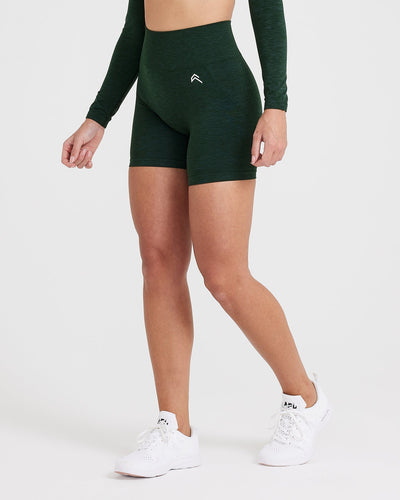 Effortless Seamless Shorts with White Logo | Evergreen