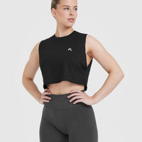 Go To Muscle Crop Vest | Black