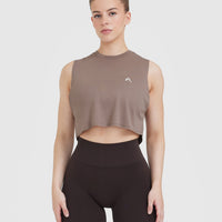 Go To Muscle Crop Vest | Cool Brown