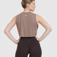 Go To Muscle Crop Vest | Cool Brown