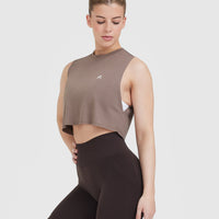 Go To Muscle Crop Vest | Cool Brown