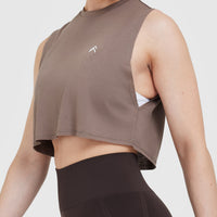 Go To Muscle Crop Vest | Cool Brown