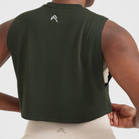 Go To Muscle Crop Vest | Khaki Green
