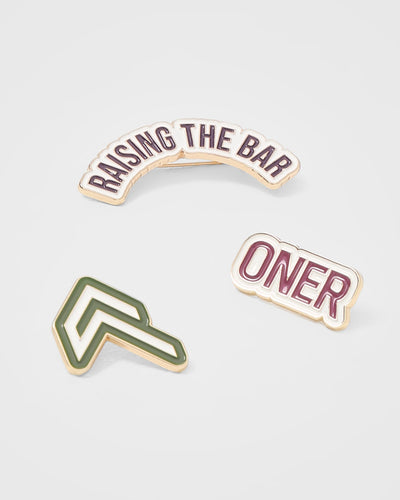 Raising The Bar Graphic Pins 3 Pack | Velvet Pink/Khaki