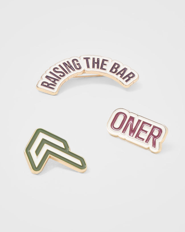 Raising The Bar Graphic Pins 3 Pack | Velvet Pink/Khaki