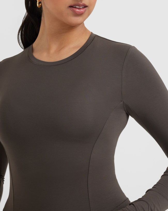 Mellow™ Soft Mid Long Sleeve Top | Deep Taupe