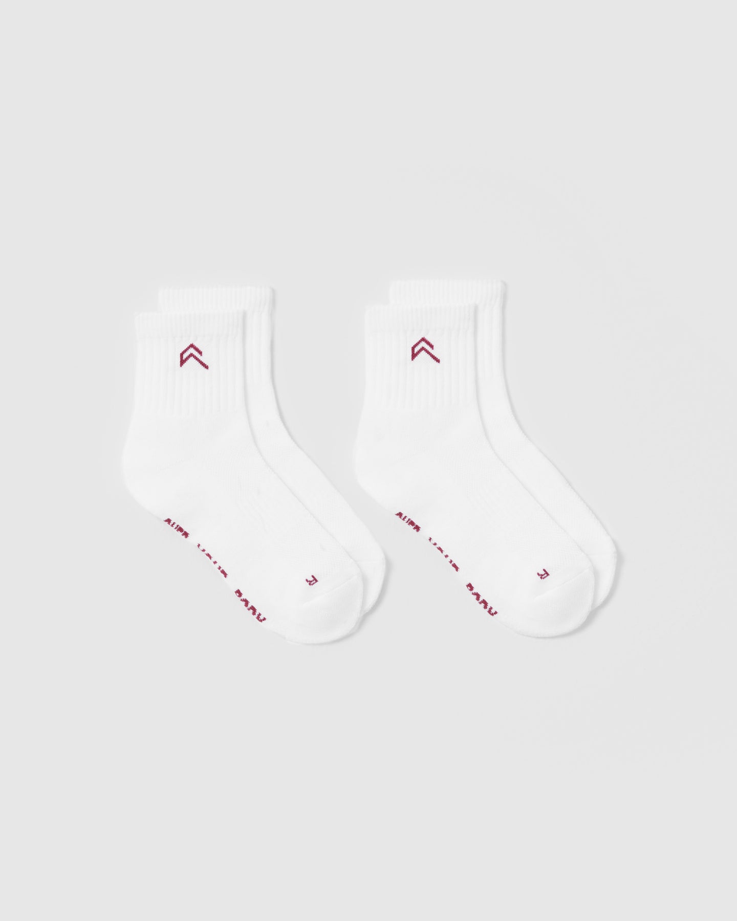 Mid Crew Socks 2 Pack | White/Burnt Cherry