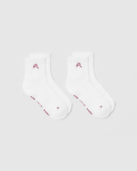 Mid Crew Socks 2 Pack | White/Burnt Cherry