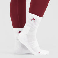 Mid Crew Socks 2 Pack | White/Burnt Cherry