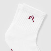 Mid Crew Socks 2 Pack | White/Burnt Cherry