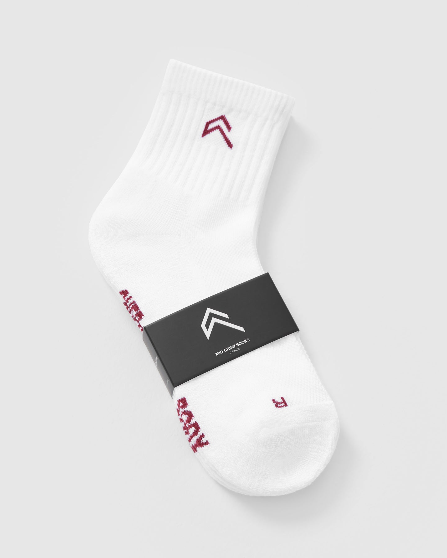 Mid Crew Socks 2 Pack | White/Burnt Cherry