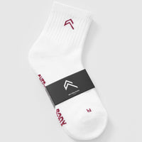 Mid Crew Socks 2 Pack | White/Burnt Cherry