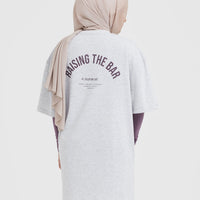 Raising The Bar Graphic Longline T-Shirt | Light Grey Marl