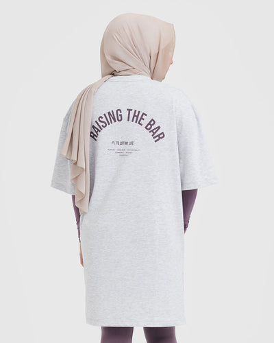 Raising The Bar Graphic Longline T-Shirt | Light Grey Marl