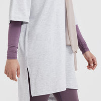 Raising The Bar Graphic Longline T-Shirt | Light Grey Marl