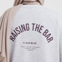 Raising The Bar Graphic Longline T-Shirt | Light Grey Marl