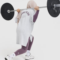Raising The Bar Graphic Longline T-Shirt | Light Grey Marl