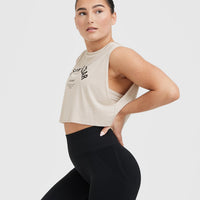 Raising The Bar Graphic Muscle Crop Vest | Sand