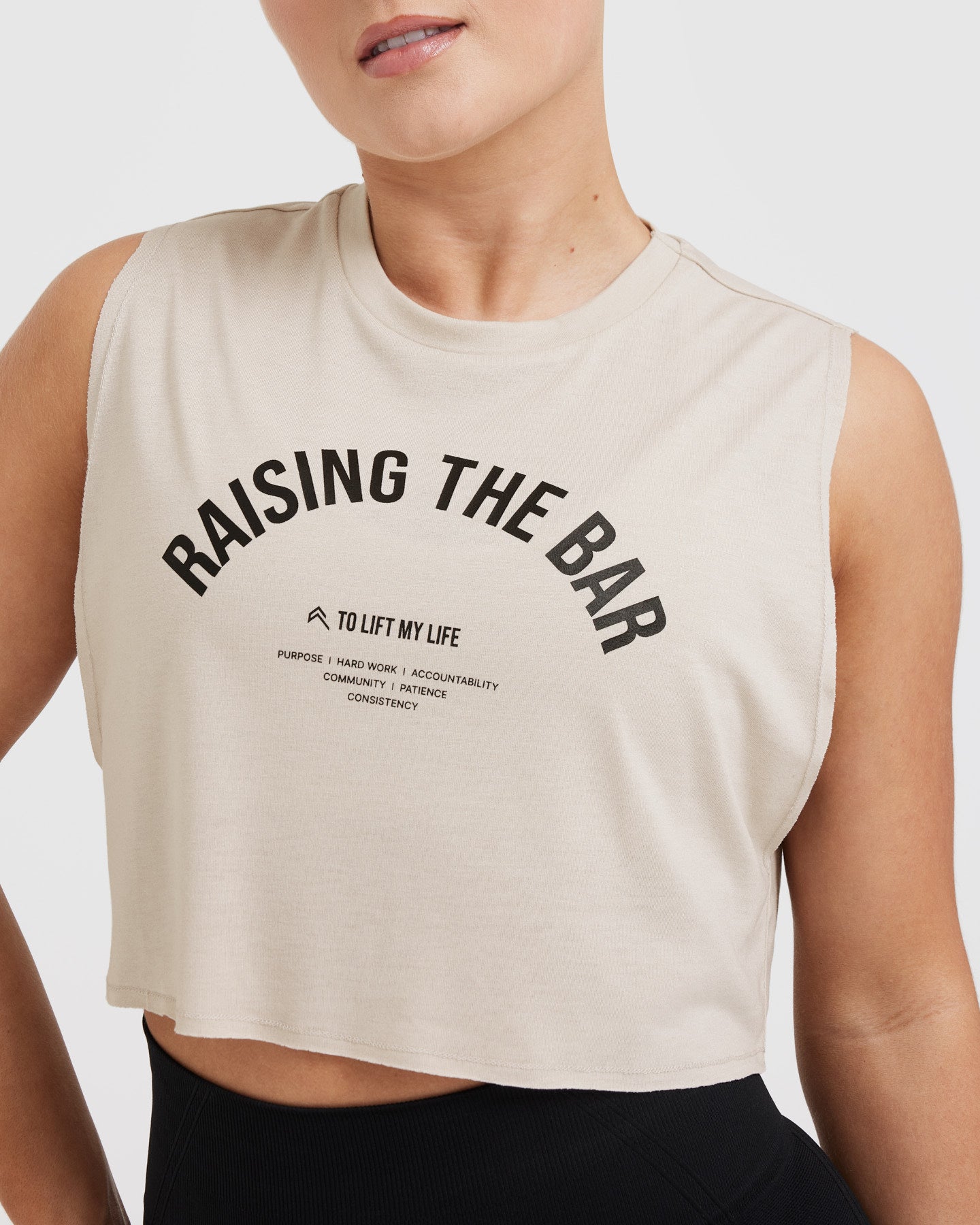 Raising The Bar Graphic Muscle Crop Vest | Sand