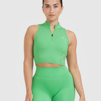 Timeless Half Zip Crop Tank | Jade