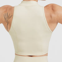 Timeless Half Zip Crop Tank | Vanilla