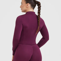 Timeless Half Zip Mid Long Sleeve Top | Ripe Fig