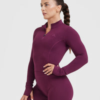 Timeless Half Zip Mid Long Sleeve Top | Ripe Fig
